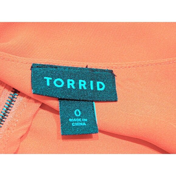 Torrid Bright Coral Orange Zipper Front Thin Strap Tank Top Flare Bottom Sz 0 L - Picture 6 of 12